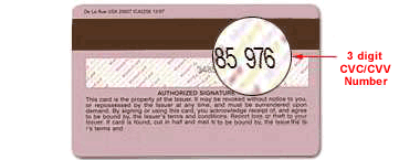 Your CVC/CVV code can be found on the back of your card next to your signature.
